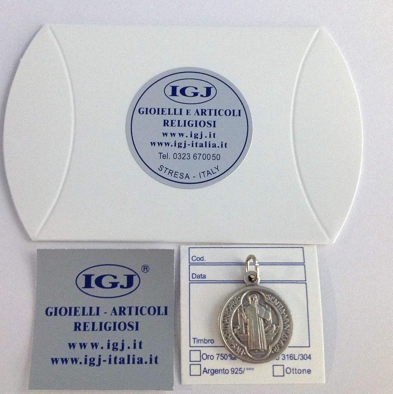 G J Medaille van Sint Benedictus - Medailles van patroonheiligen, Verzilverd messing, Geen edelsteen