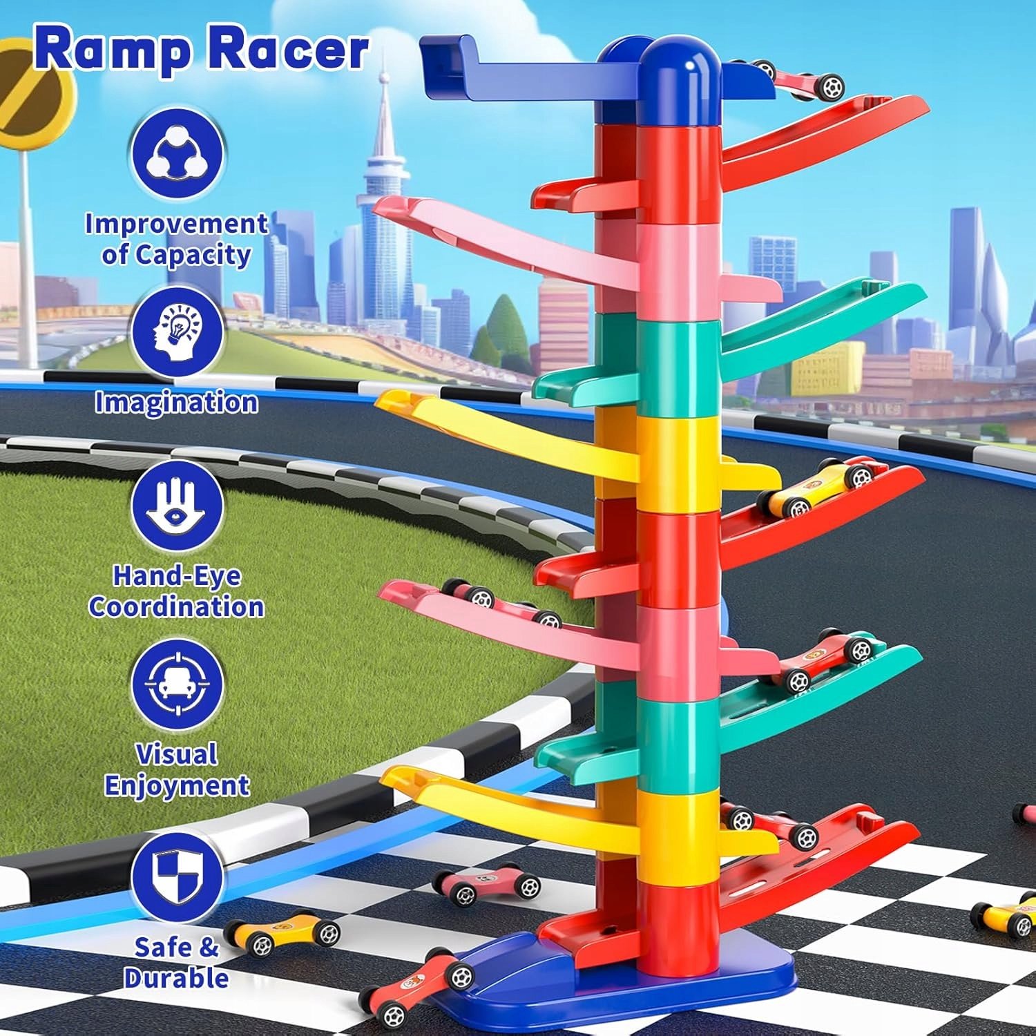 Autobaan voor Kinderen met 6 Auto's - Raceplezier vanaf 3 Jaar