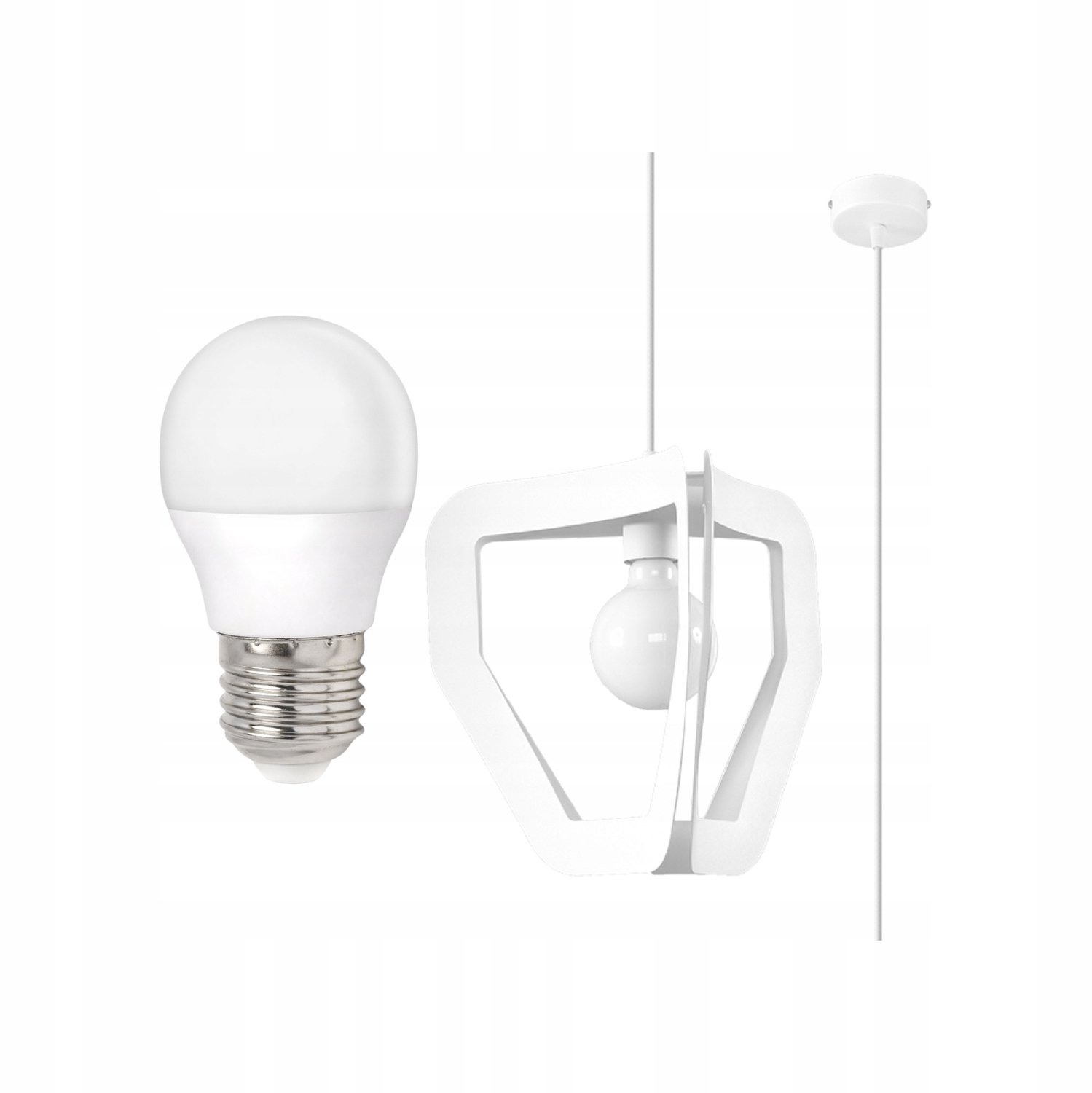 Merkloze Witte Hanglamp met E27 Fitting - Inclusief LED Lamp
