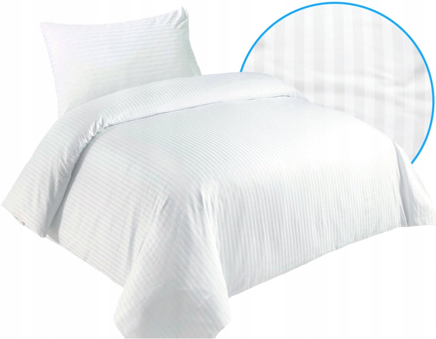 Hotel Kwaliteit Beddengoed Adamas 160x200cm, 100% Katoen, Wit met Strepen