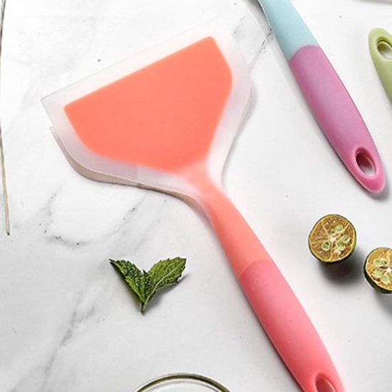 Pannenkoeken Schop Flexibele Platte Bodem Brede Omelet Flipper Spatel Turner voor Eieren Vis Pizza en Steak Schop (Oranje) — afbeelding 4