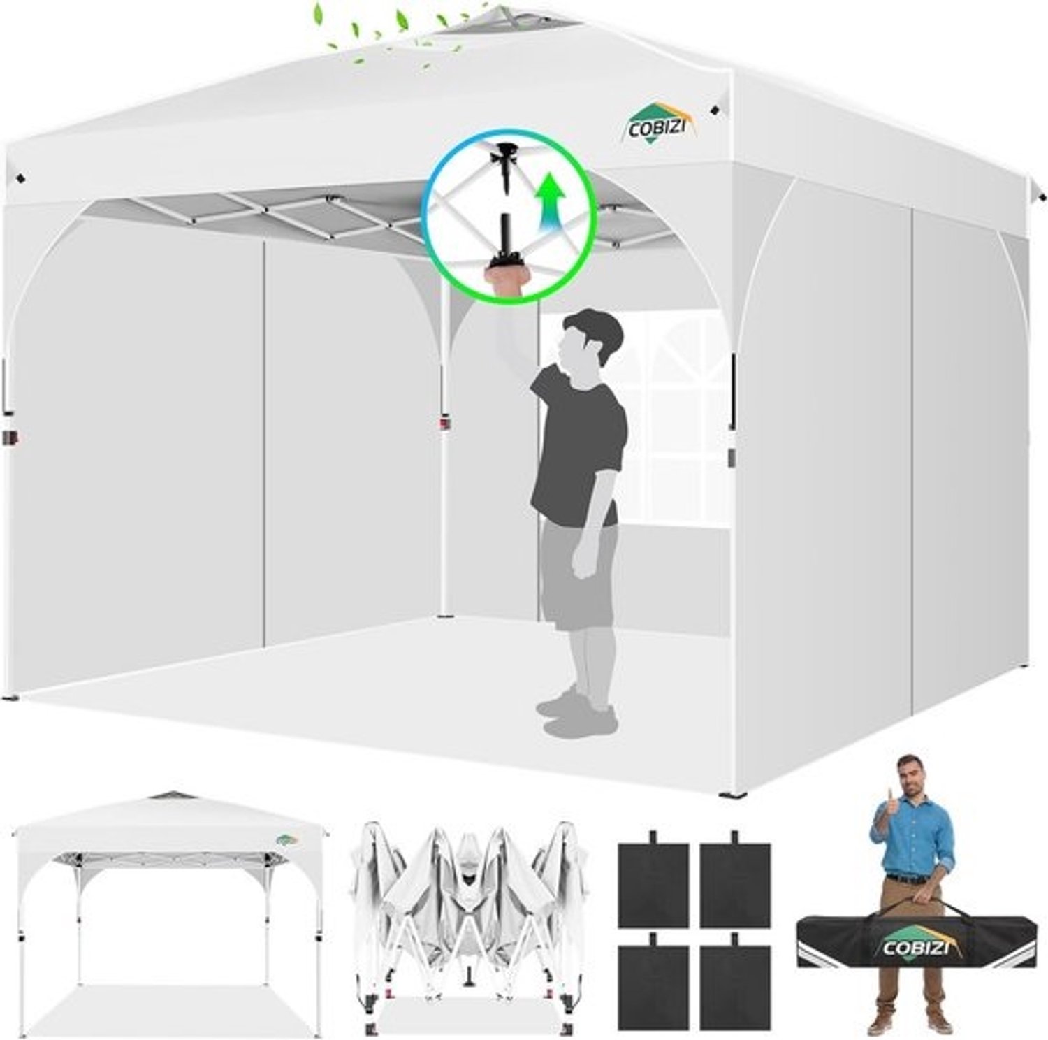 Ruime pop-up partytent 3x3m met zijwanden - Waterdicht en stabiel paviljoen