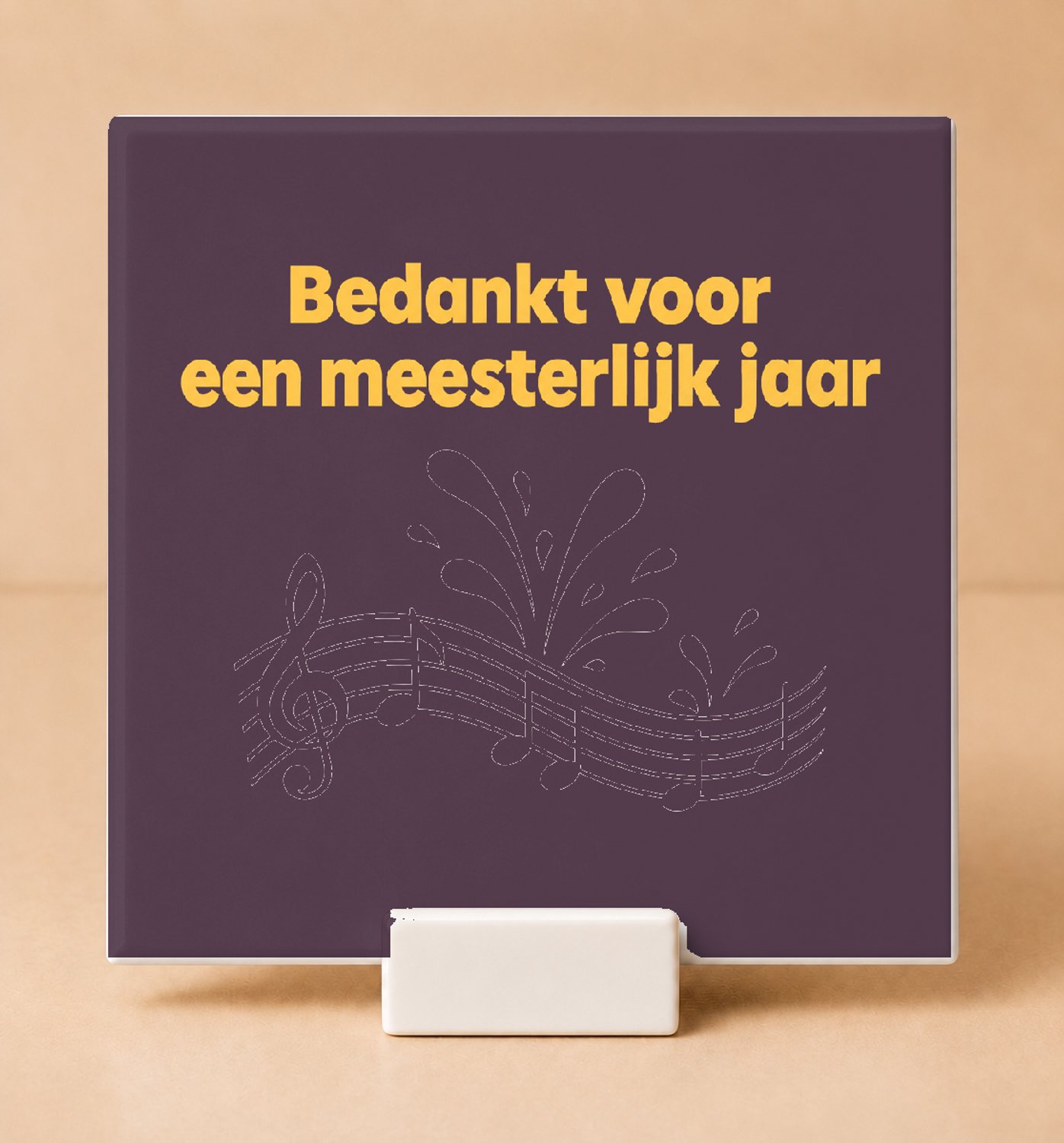 Bedruk King Stijlvolle Meesterlijk Tegel – Strak Zwart-Wit Lijnwerk voor Leraren en Waarderingscadeaus - 15 x 15 cm met houder