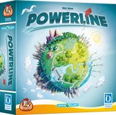 Speldoos van Powerline met illustratie van een groene planeet met windmolens, zonnepanelen en een rivier.