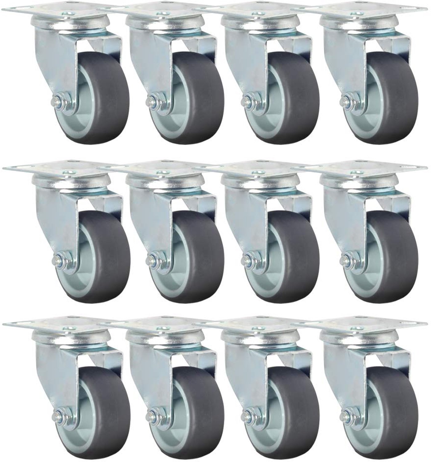 Zwenkwielen voor Zwaar Gebruik, Set van 12 Stuks, 50 mm