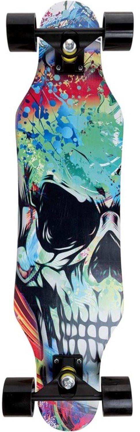 Longboard Cruiser Carvingboard Stadstransport 7 lagen esdoorn 80 cm lengte Meerkleurige schedel