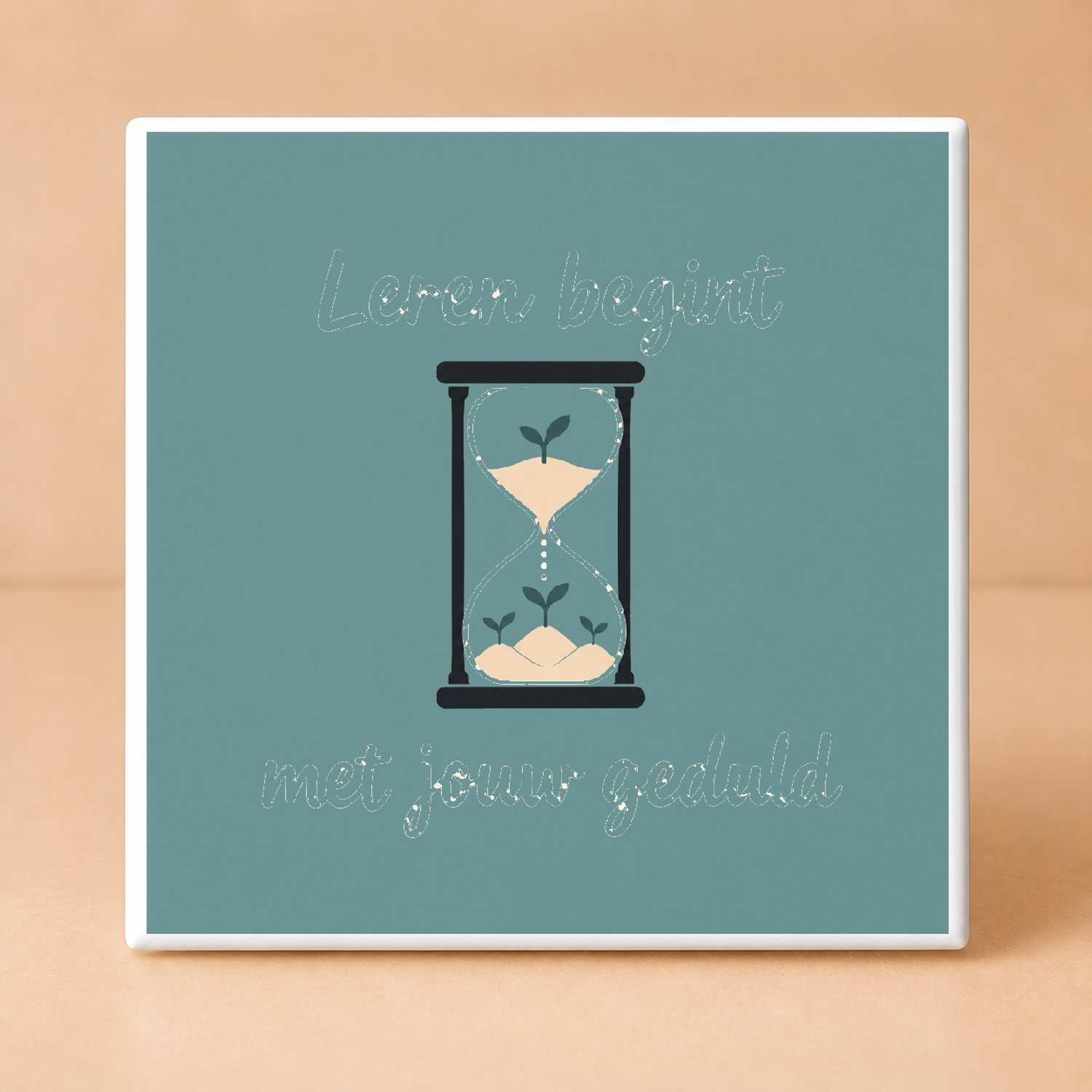 Bedruk King Strak Scandinavisch minimalistische Dag van de Leraar Tegel – Stijlvolle bedanktegel met inspirerende quote voor leerkrachten - 15 x 15 cm Wit