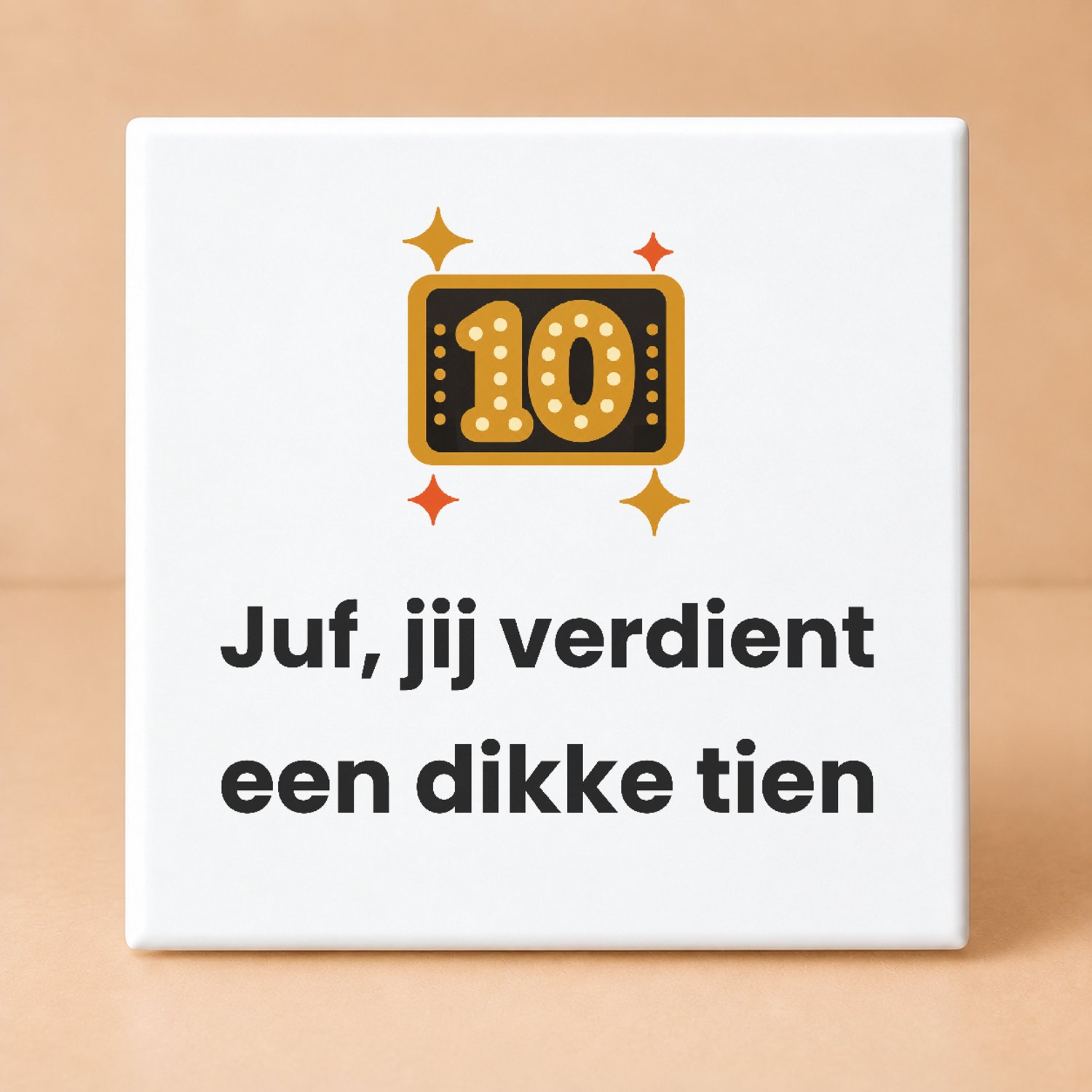 Bedruk King Retro jaren 70 Dag van de Leraar Bedanktegel – Dikke ronde letters voor waardering van juffen - 11 x 11 cm Wit