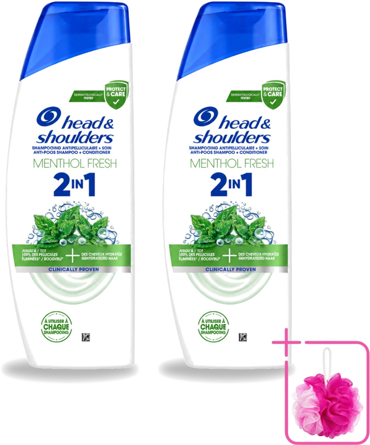 2 x Head & Shoulders – 2-in-1 – Menthol Fresh – 300 ml - Bulkverpakking - Anti-roos shampoo - Douchemop - 2-in-1 shampoo