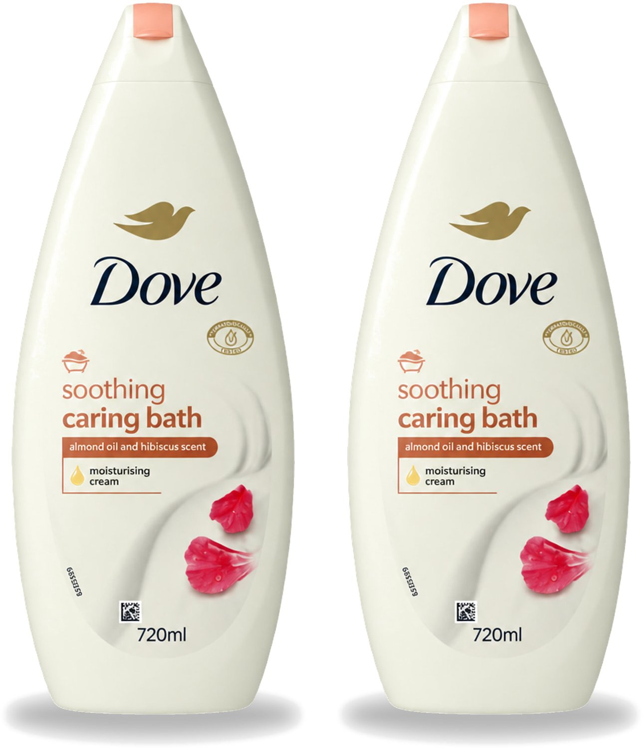 2 x Dove – Badcrème – Soothing Almond Oil & Hibiscus – 720 ml - Voordeelverpakking - 2 stuks