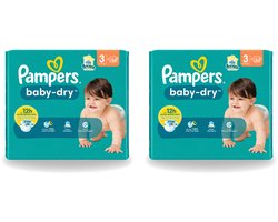 2 x Pampers – Luiers – Baby-Dry Maat 3 (6-10 kg) – 34 Luiers - Voordeelverpakking - 2 stuks