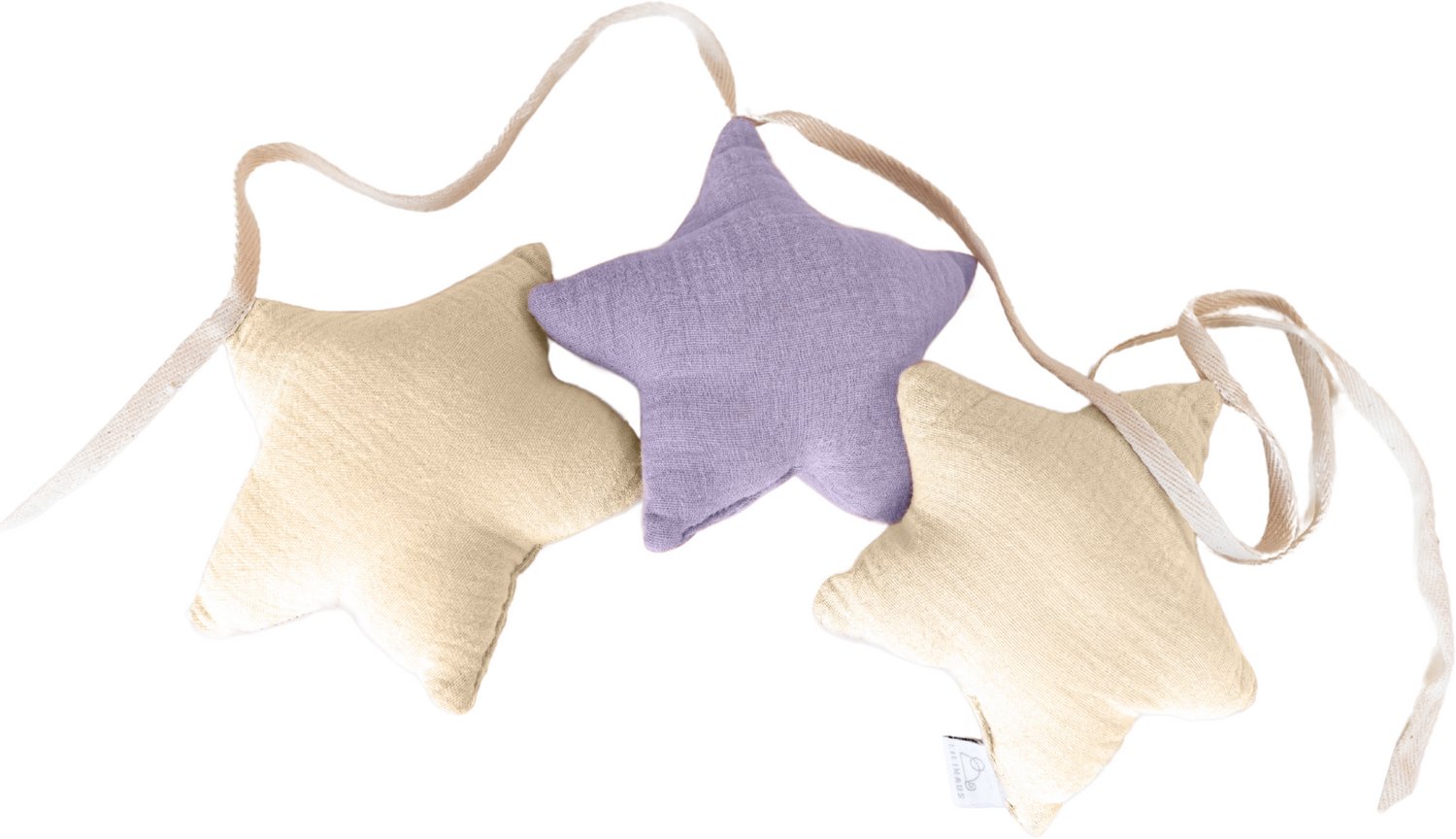 LILIMAUS Sterren slinger kinderkamer - stoffen slinger van mousseline katoen - 300 cm - lila en crème