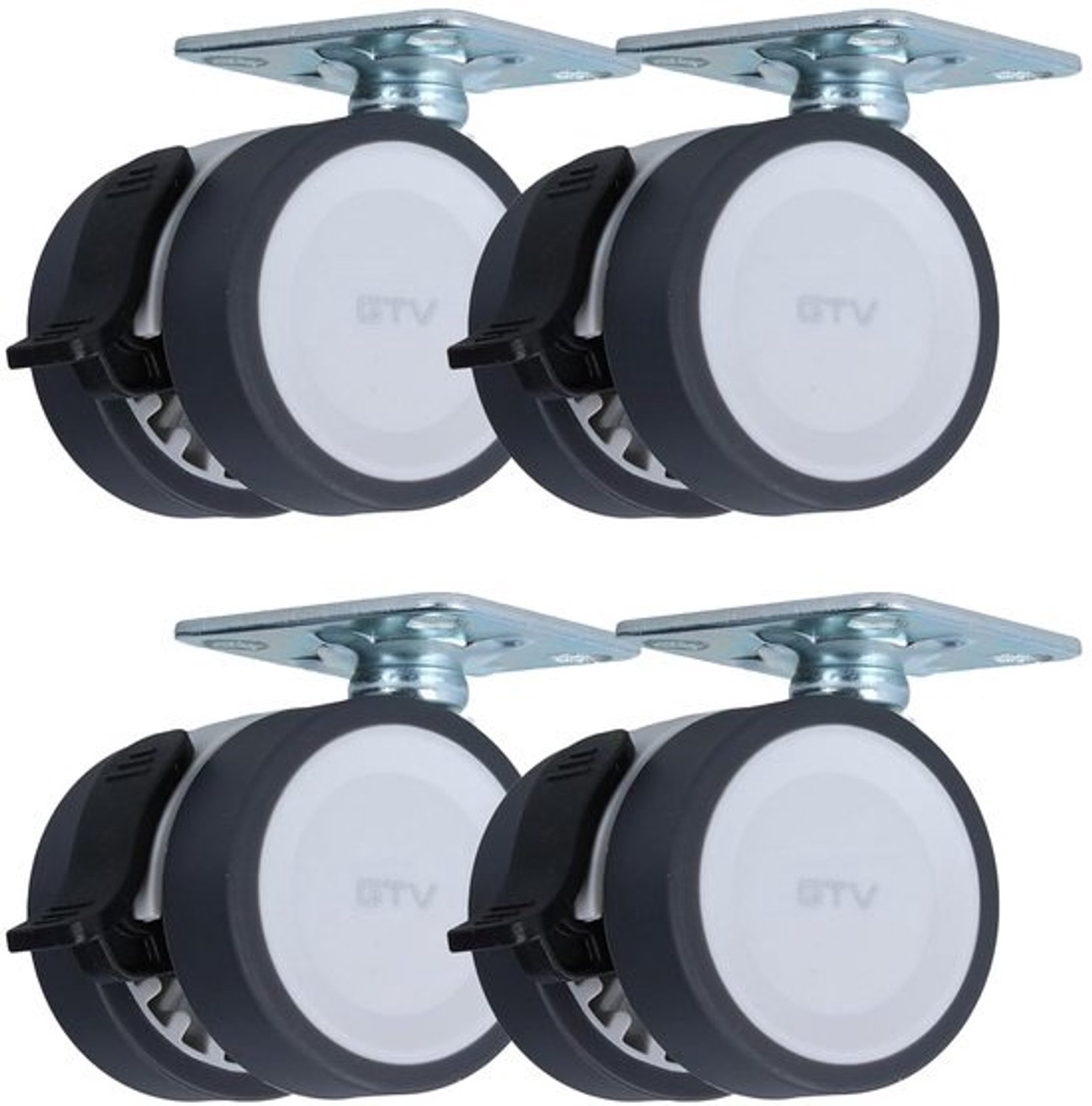 Dubbele meubelrol - Zwenkwielset - Meubels verplaatsen - Hoge draagkracht - Diameter 50 mm - Grijs