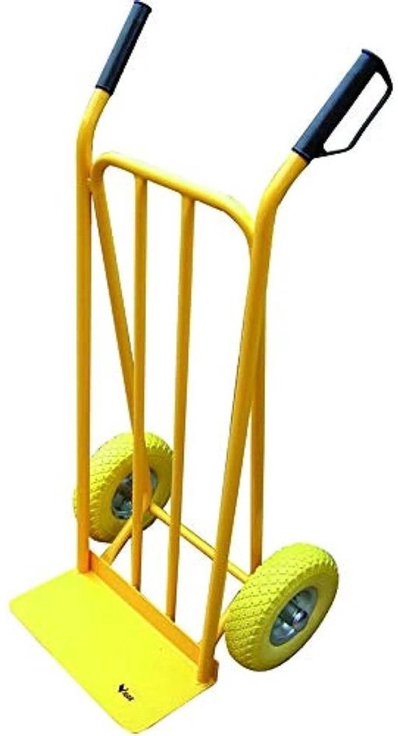 Transportwagen - Steekwagen - Voor het verplaatsen van materiaal - Volle polyurethaanwielen - 55x46x112 cm - Geel