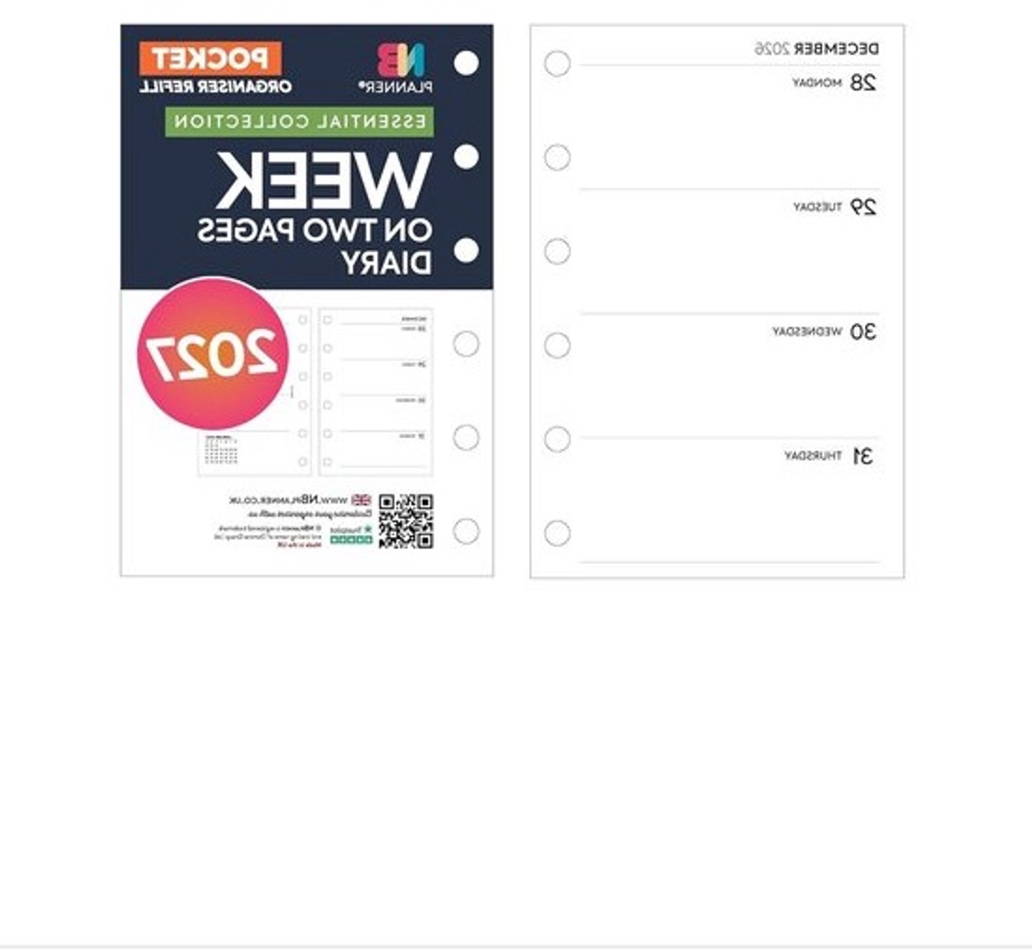 Agenda vulling - Plannerinleg - Planning maken - Compatibel met ringband - 81 x 121 mm - Gekleurd