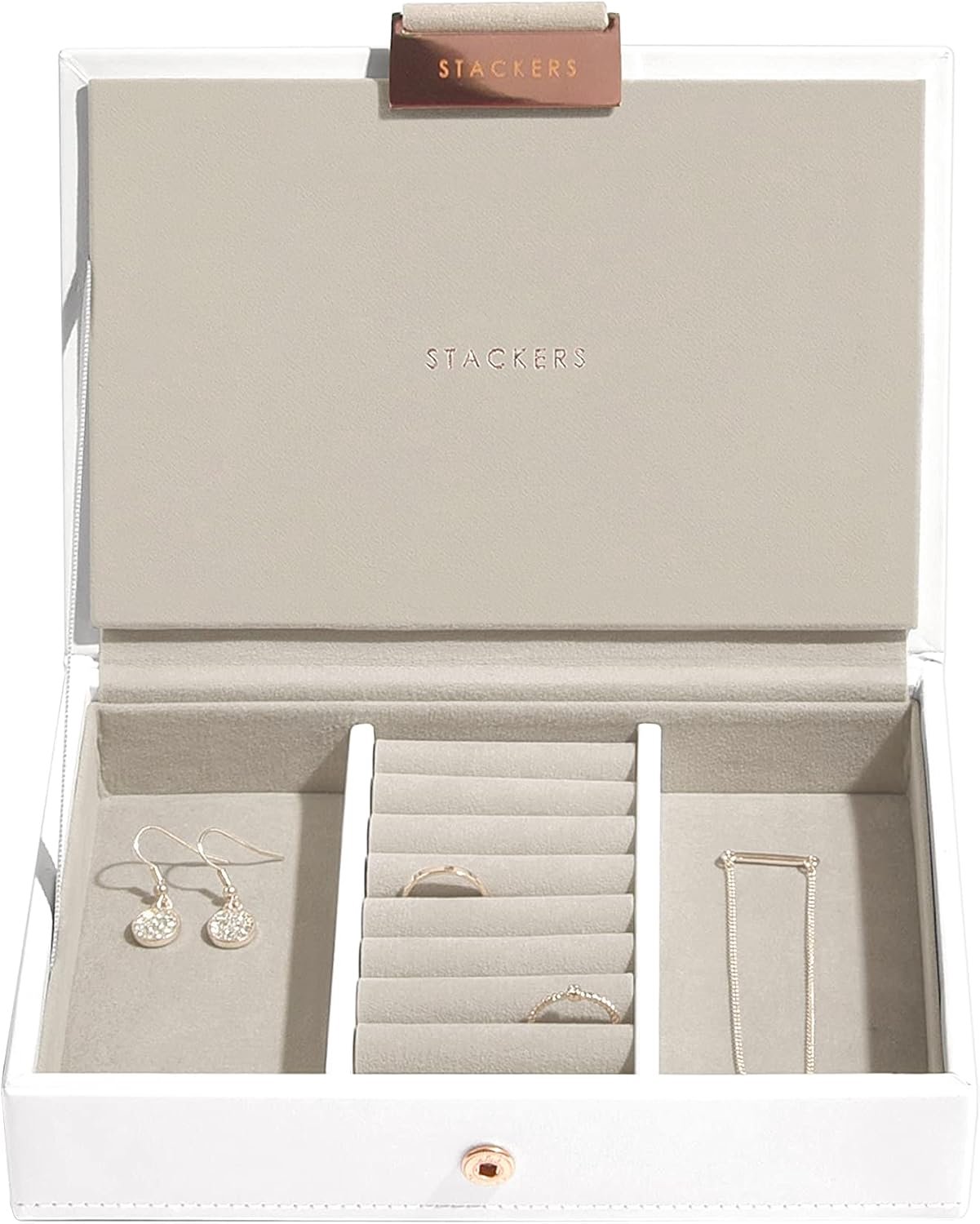 Stackers Luxe Sieradendoos Wit met Roségoud, Mini
