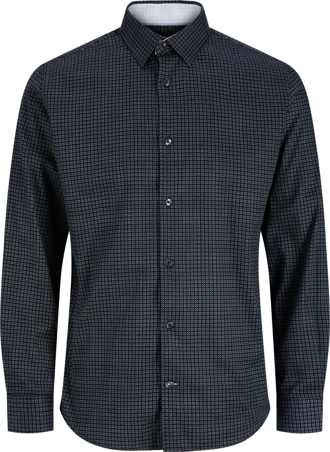 Lester print shirt slim fit - popeline - blauw (dark navy)