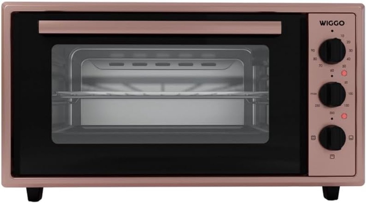 Mini oven 45 liter - vrijstaand - roze - ideaal voor meerdere gerechten tegelijk - SnelShoppen