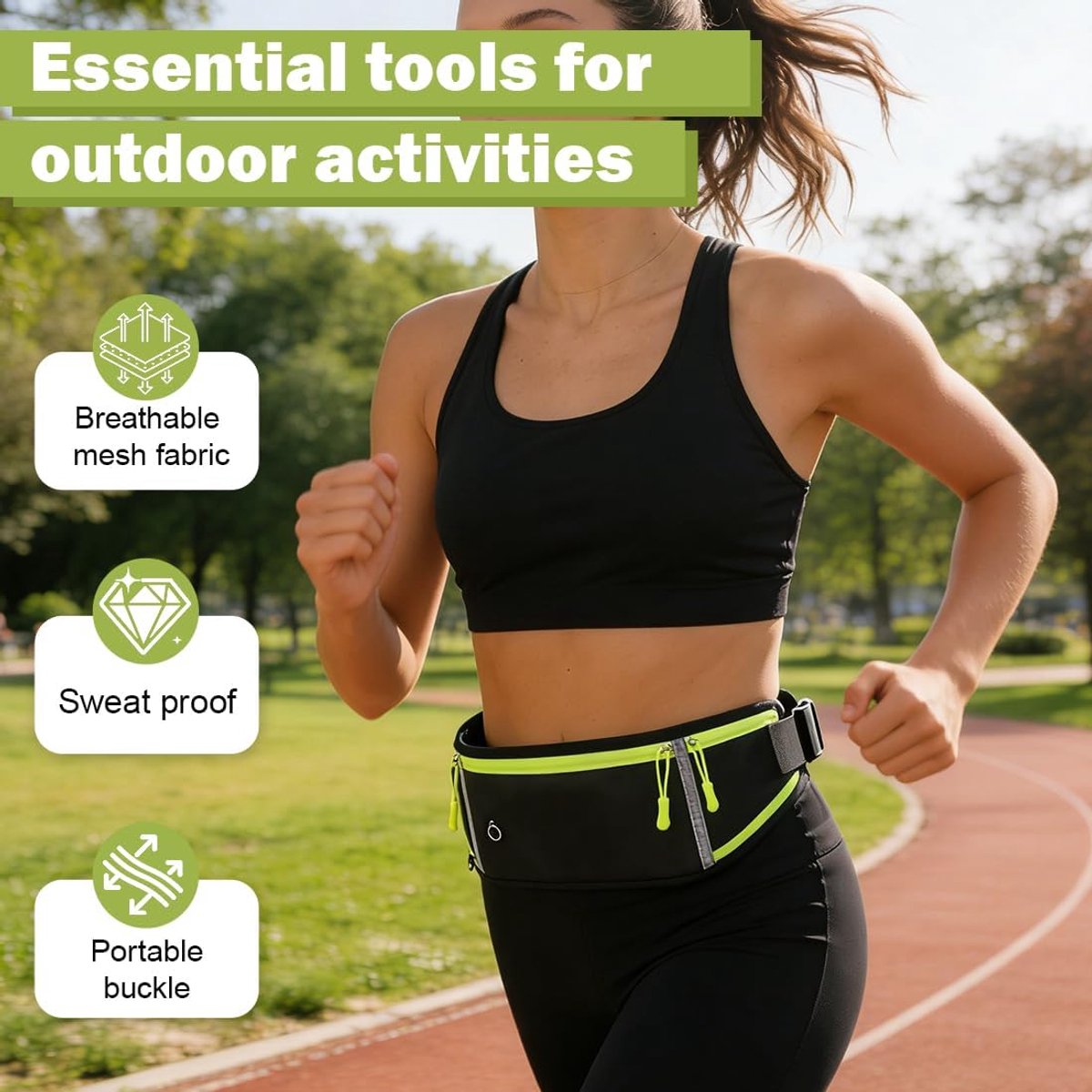1 Pezzo Cintura Di Fitness Regolabile Cintura Riscaldante In Poliestere Per Corsa, Fitness, Ciclismo Ner