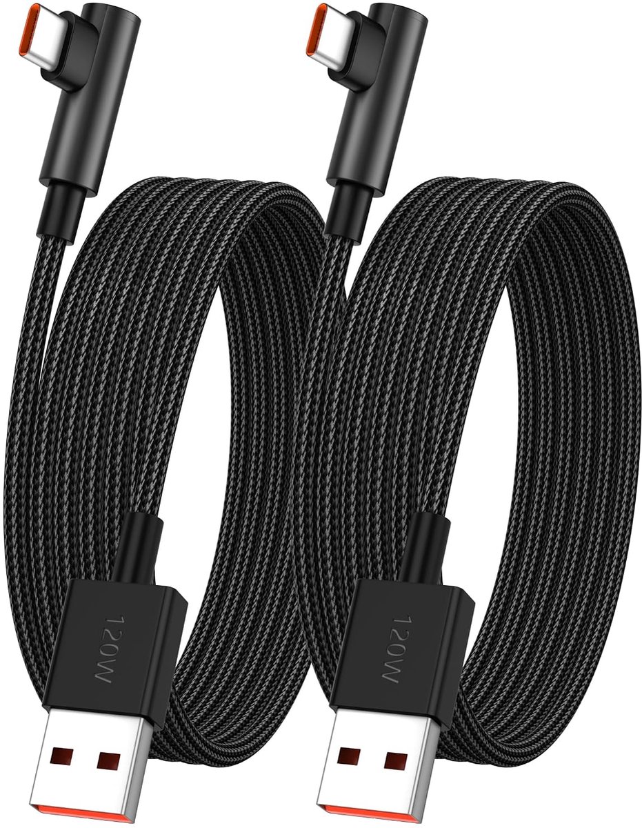 ACOCOBUY 2 m, gevlochten USB-C-kabel, 90 graden, voor Redmi Note 15 Pro - ShopVlot
