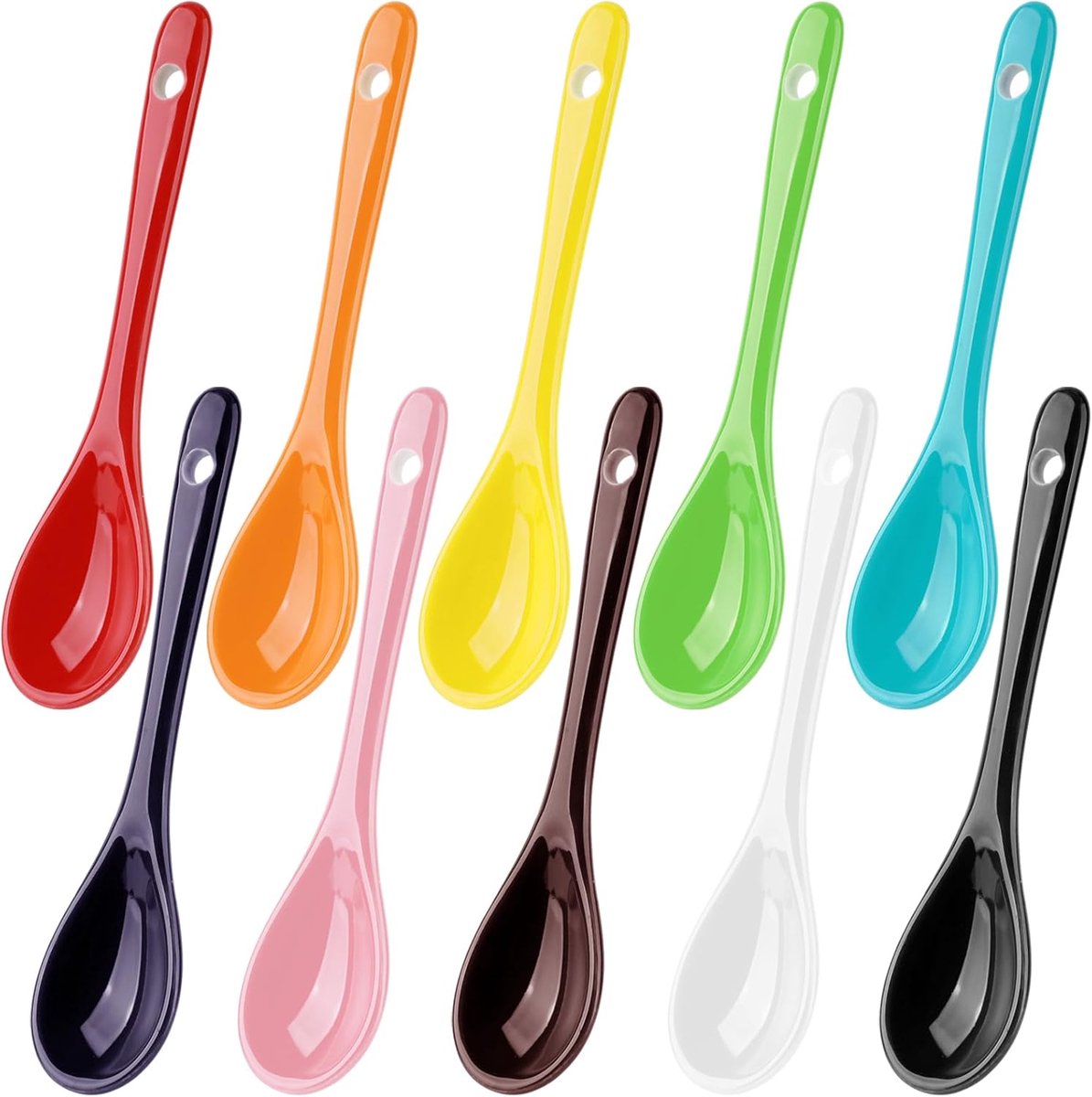 10 Pieces Porcelain Egg Spoon, 12.2cm Colorful Ceramic Spoon, 10 Color Porcelain Teaspoon, Coffee Spoon, Dessert Spoon - ShopVlot
