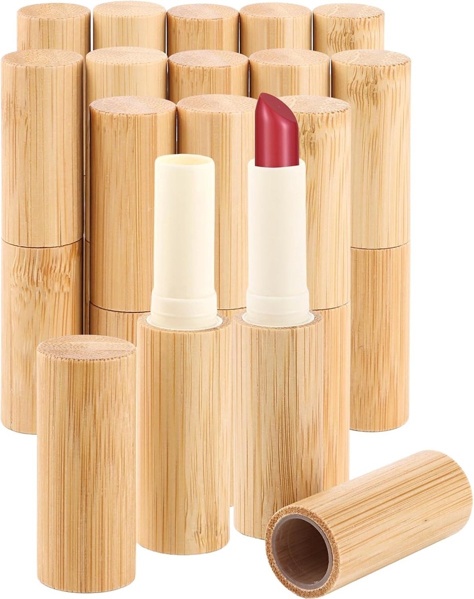 Lege Lippenstift Huls 15 Stuks 5 ml van Bamboe voor Zelf Vullen - Duurzaam en Herbruikbaar