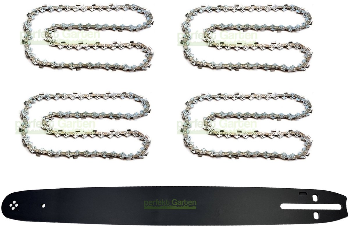 45 cm (18") 1,5 mm 0,325" 72 DL-zaagblad + 4 x ketting voor Parkside PBKS53A1, PBKS53A2, BKS53B3