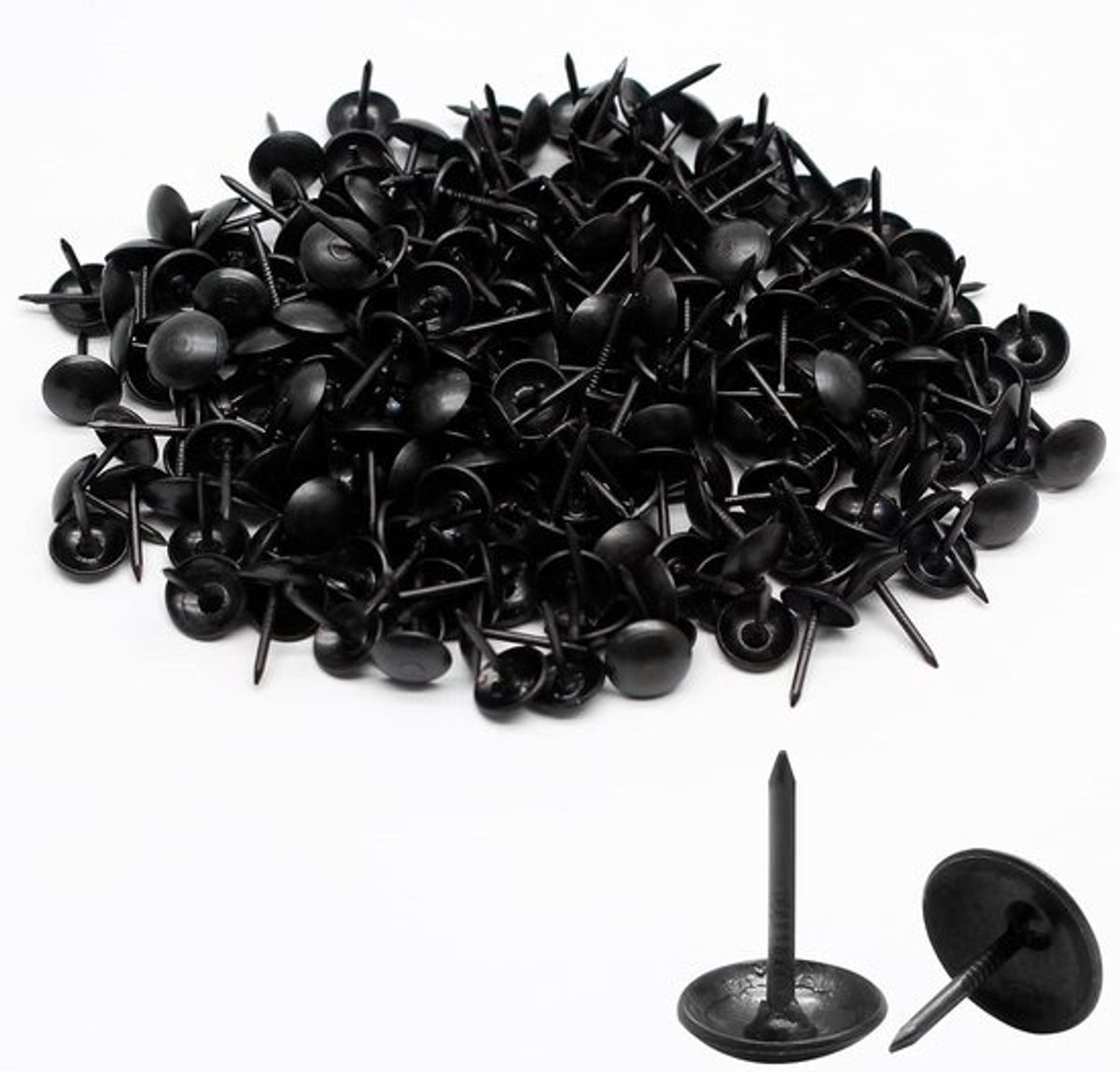 Zwarte bekledingsspijkers - Decoratieve spelden - Voor meubels stofferen - Ronde metalen kop - 9 x 13 mm - Zwart