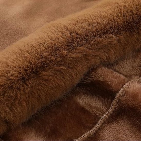 1-delige gebreide cape/sjaal - ca. 130 x 65 cm (B x H) - Polyester - Kraag van imitatiebont - Zacht en comfortabel - Stijlvol en veelzijdig om te combineren met andere kledingstukken - Khaki — afbeelding 5