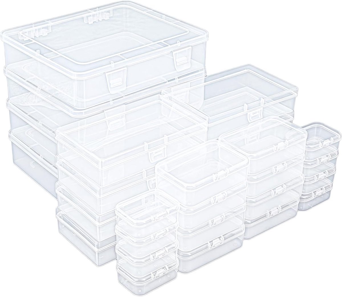 Opbergdozen mini - 28 stuks gemengde maten - doorzichtig plastic - ideaal voor kleine voorwerpen - ShopVlot