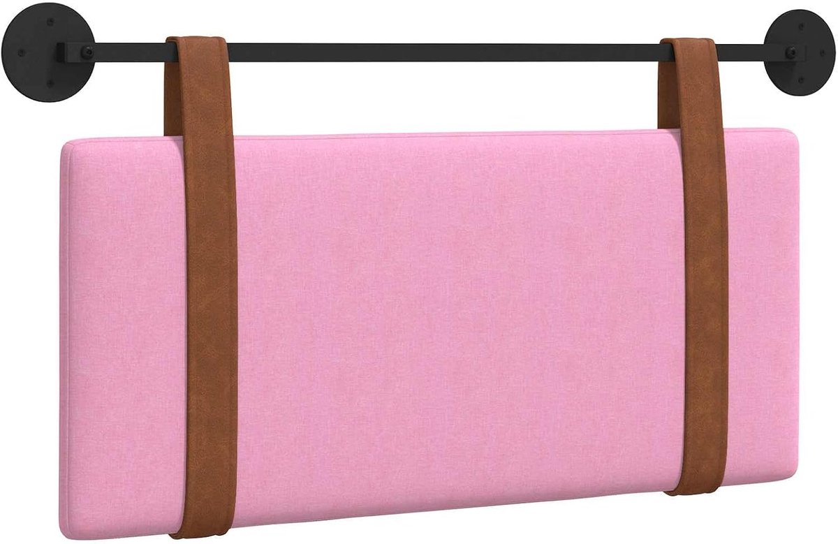 Hoofdeinde van Het bed, PU-hoes met Schuimvulling, Wandmontageset, Ophangontwerp, Afneembare Riemen, Metalen Strip en Rugleuning voor Binnenslaap (zonder led)