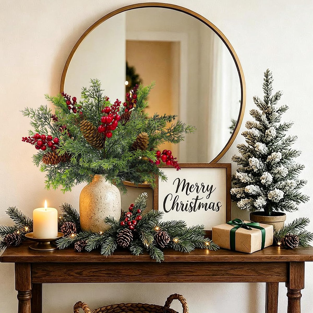 4 stuks kunstmatige dennentakken zoals echte zachte siliconen dennentakken Kerstmis lange dennenboom dennengroen decoratieve takken adventskrans decoratie kerstkrans kunsttakken tafeldecoratie (groen) – foto 3