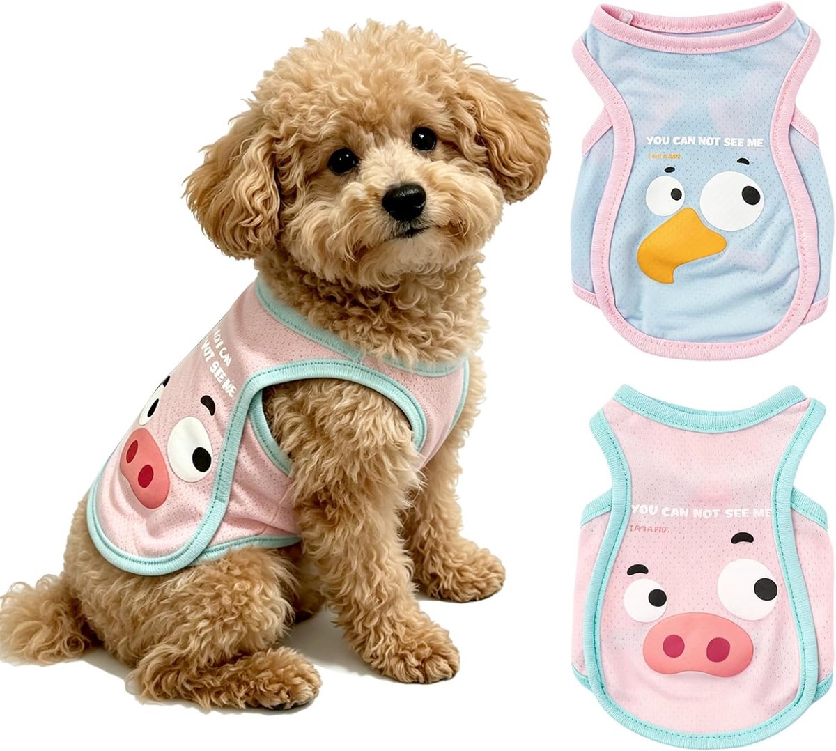 2 stuks hondenkoelvest, ijszijde, ademend mesh koelvest voor honden, 5-6 lbs, M-maat (borst 40 cm/rug 30 cm) warmteontlastende hondenkleding voor de zomer, huisdier coole shirts voor buiten