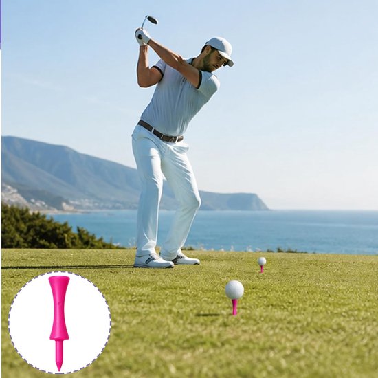 Tees kunststof, roze golftees 60 mm, golftee set herbruikbare plastic — afbeelding 3
