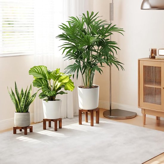 Standaards binnen buiten, moderne enkele plantenkruk uit het midden van de eeuw voor potten van 15-12 inch, hoekplantenplank, bloempothouder, tafel voor woonkamer, balkon — afbeelding 2
