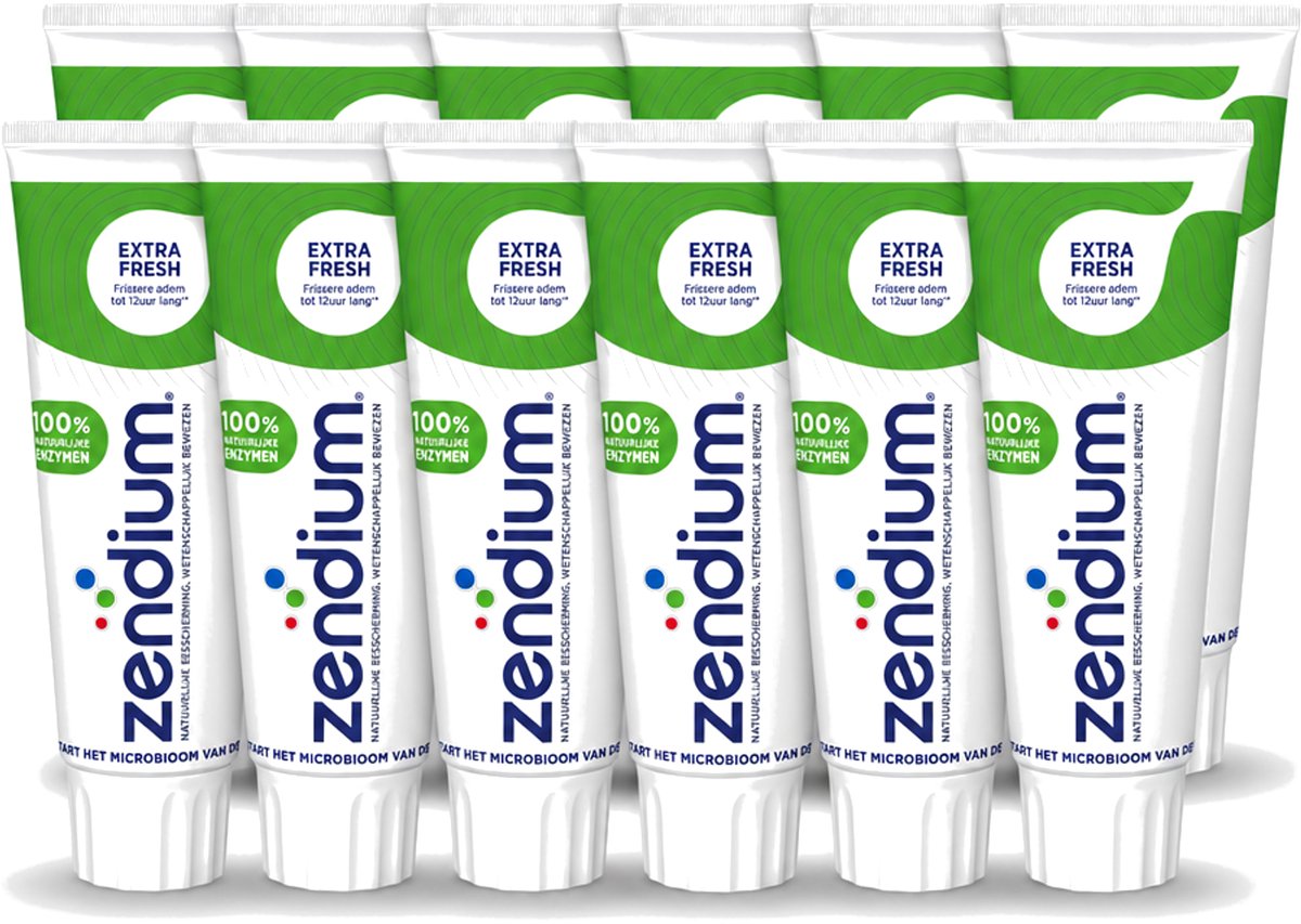12 x Zendium - Extra Fresh - Tandpasta - Natuurlijke Enzymen - 75 ml - Voordeelverpakking - 12 stuks