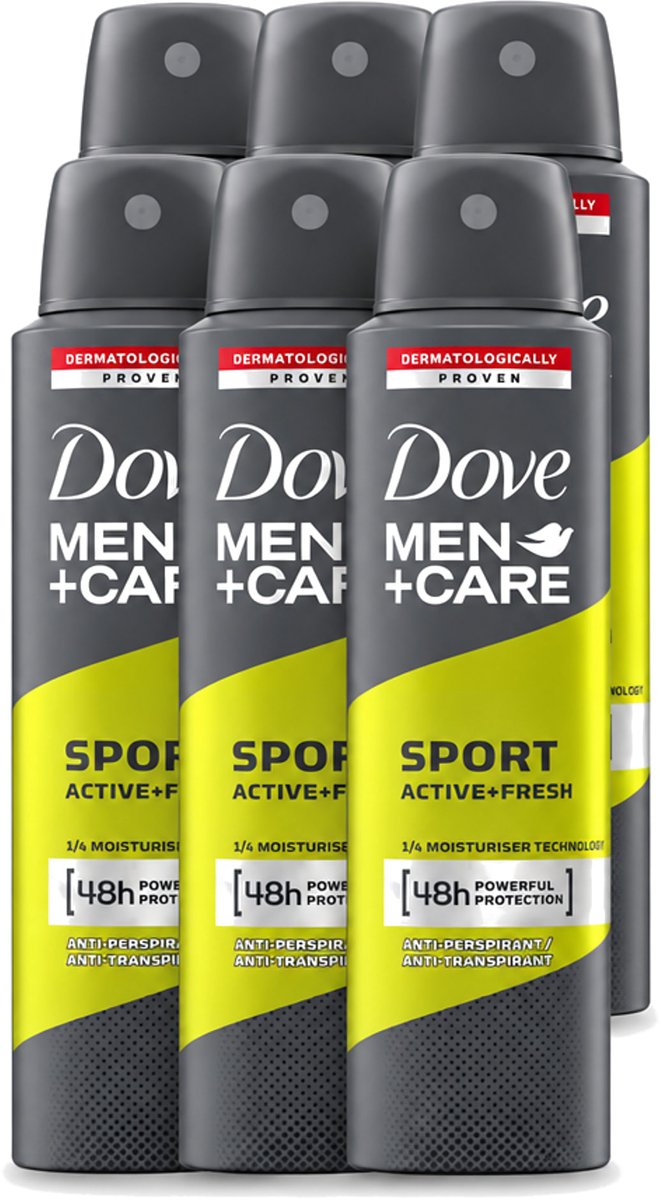 6 x Dove - Deodorant - Men Care Sport Active Fresh - Verfrissend en energiek - 150 ml - Voordeelverpakking - 6 stuks