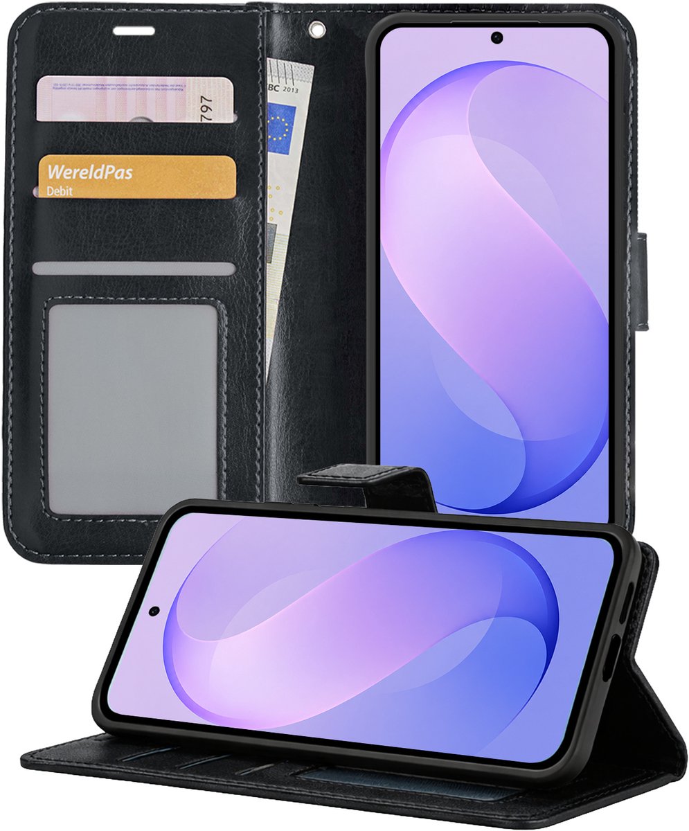 Hoesje - Geschikt voor Samsung Galaxy S26 FE - Luxe Bookcase - Walletcase Hoes - Portemonnee - Cover - Telefoonhoes - Zwart