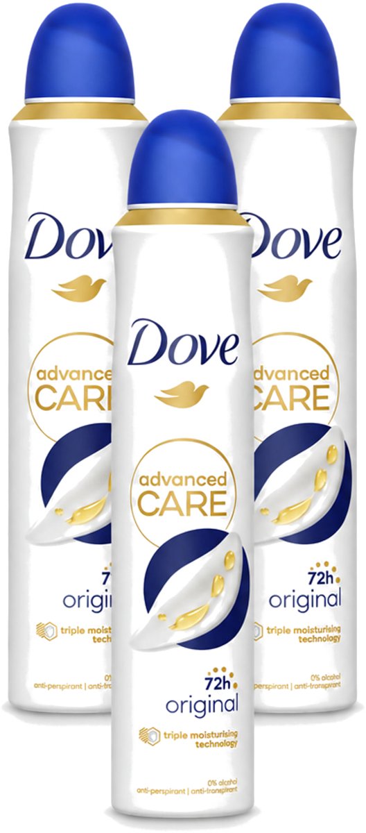 3 x Dove - Deodorant - Spray Advanced Care - Frisse en langdurige bescherming - 200 ml - Voordeelverpakking - 3 stuks
