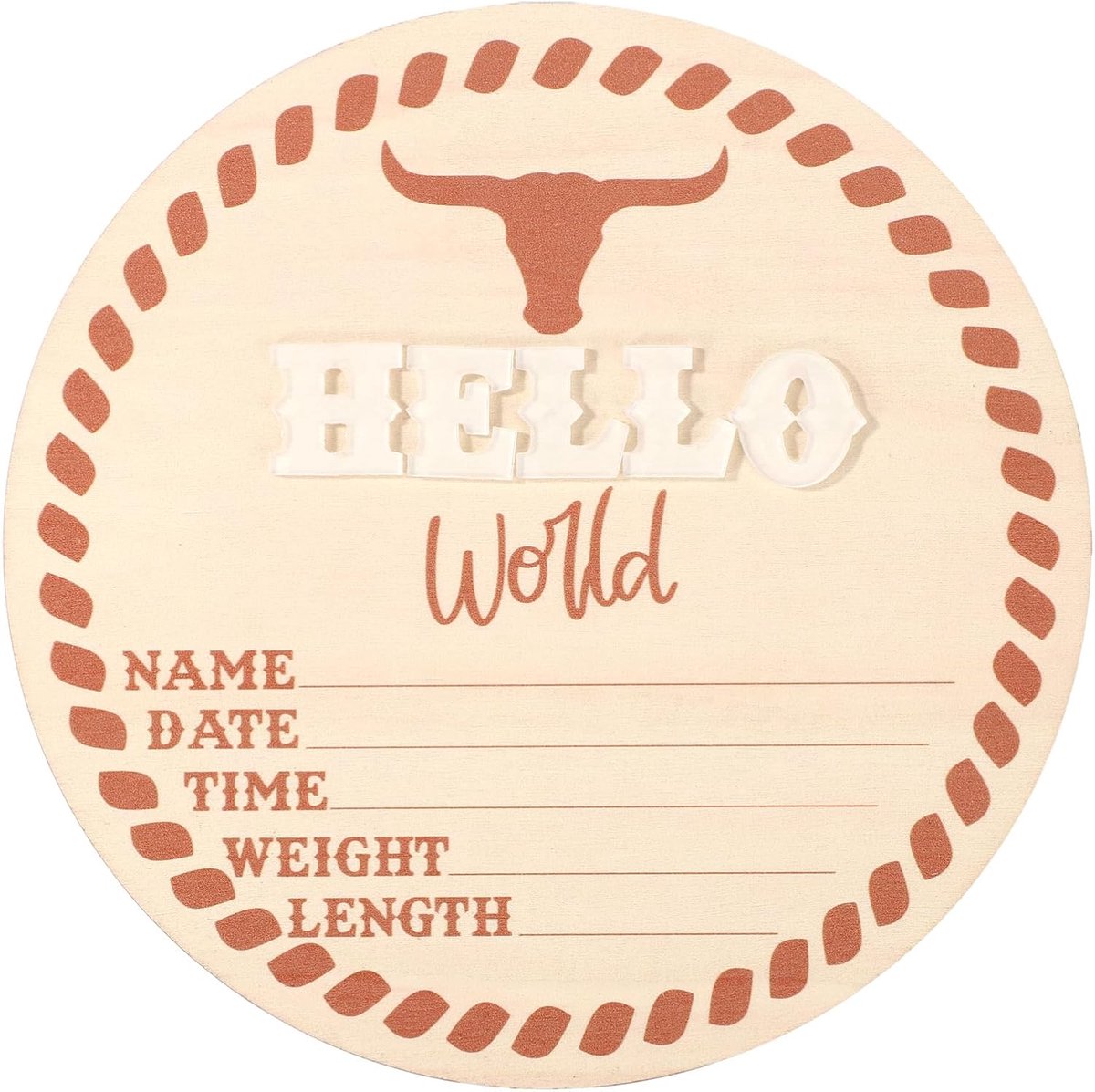 16,5cm Houten Aankondigingsbord voor Pasgeborenen Hello World Baby Geboortestatistiekenbord Welkom Jongen Meisje Geboorte en Douchedecoratie voor Kinderkamer (Stijl 2)