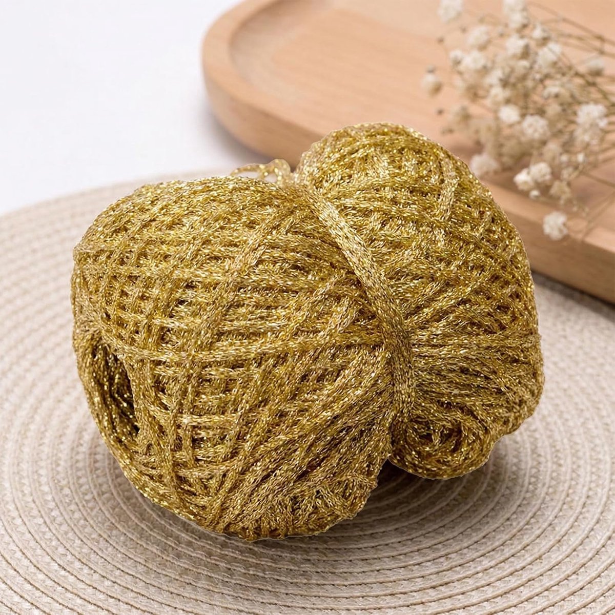 250 m gouddraad, 50 g, metaaldraad met glanzende pailletten om te knutselen, haken, breien, sjaals en creatieve accessoires