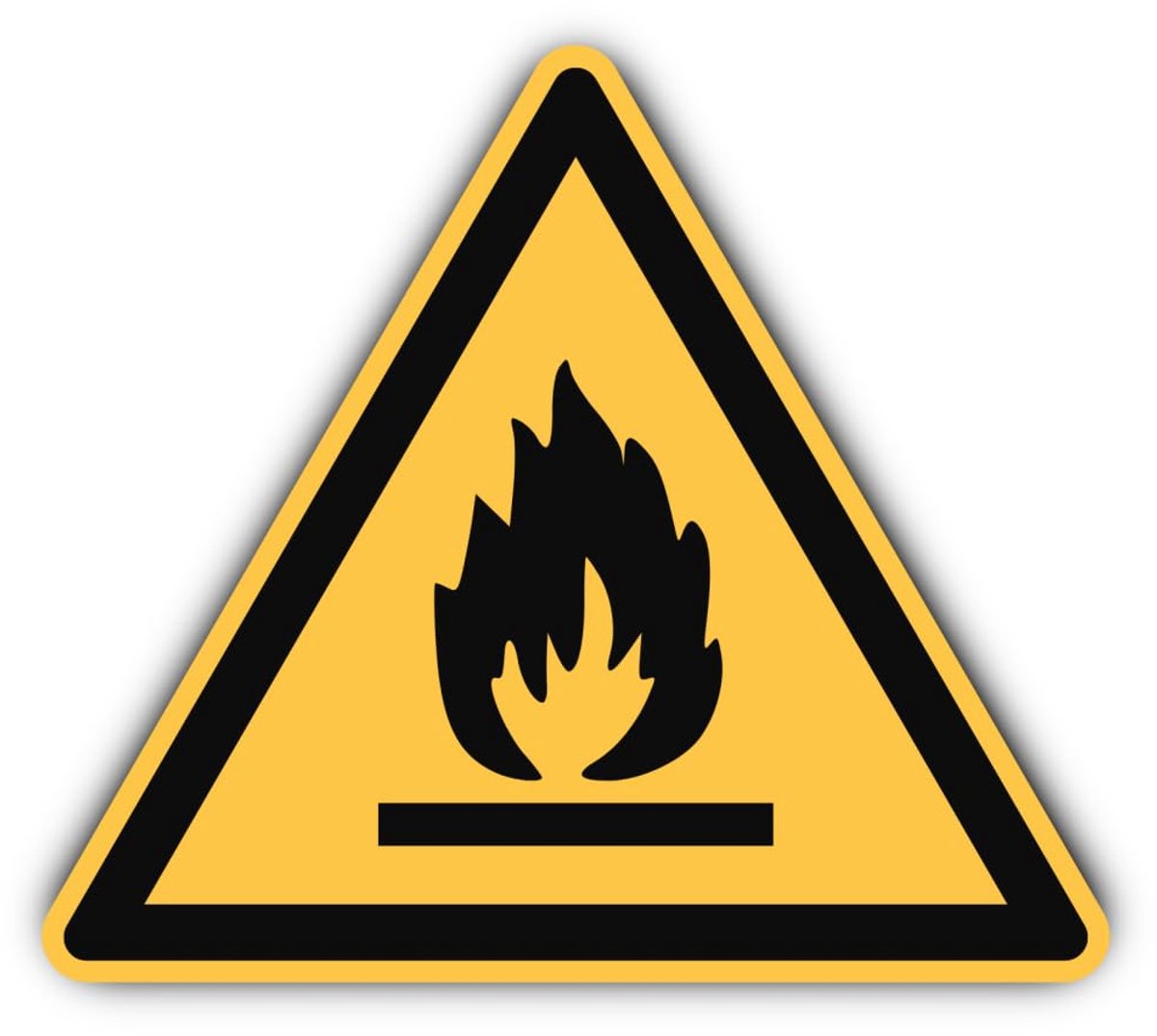 Waarschuwing voor brandgevaarlijke stoffen: W021 - DIN EN ISO 7010 / ASR A1.3 - Stickers: Ø 20 cm, 1 stuk