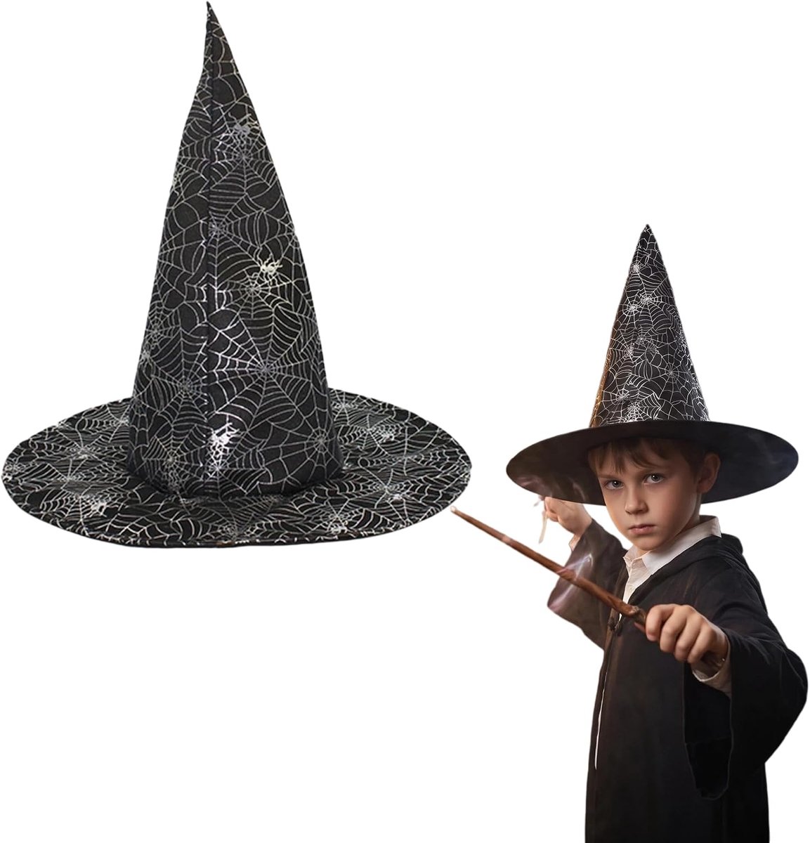 Heksenhoed voor Kinderen, Tovenaarshoed Verkleedaccessoire voor Meisjes en Jongens, Feesthoeden, Festivalaccessoires voor Halloween, Carnaval en Themafeesten