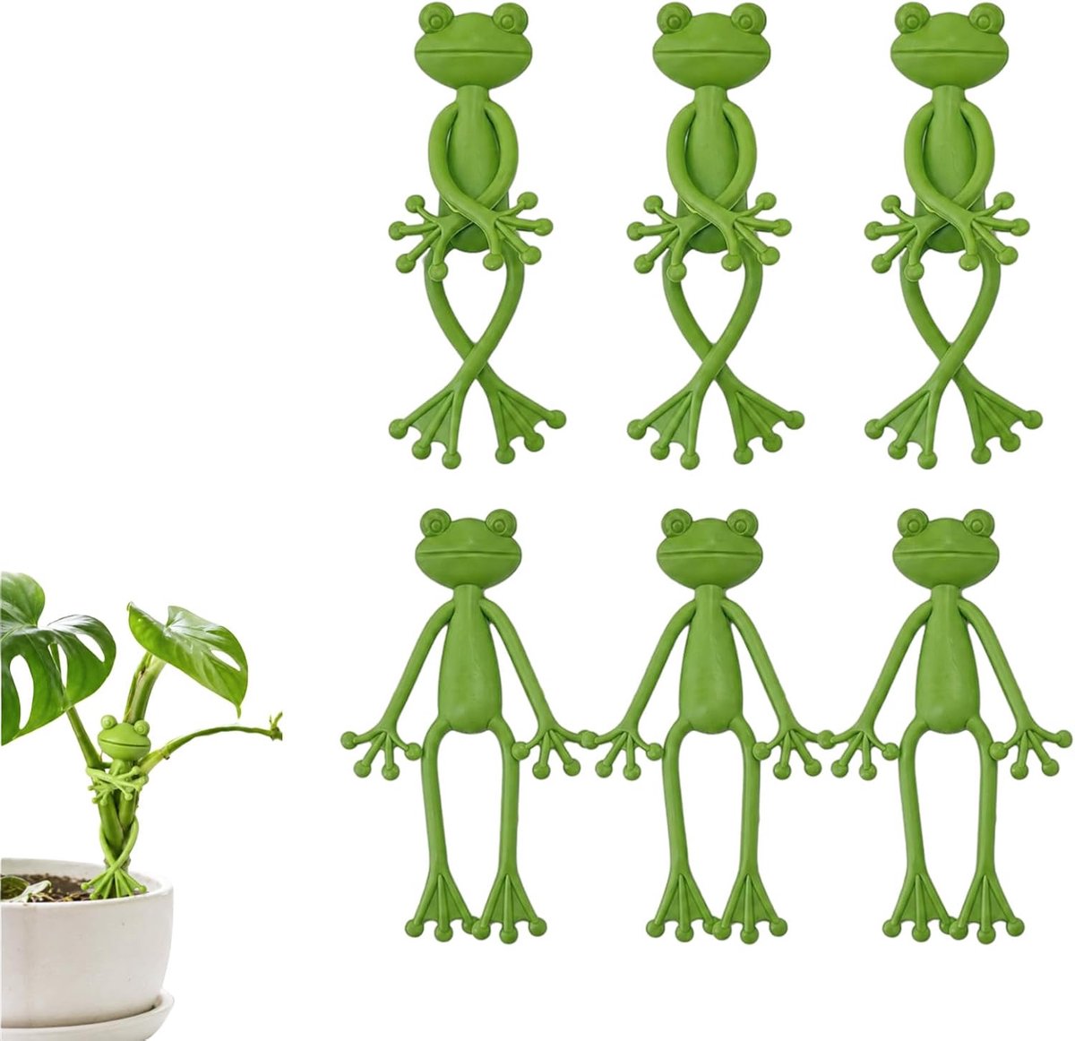 6 stuks plantenstandaard kikkermotief, multifunctionele houders voor klimplanten, tuindecoratie en potplanten, dierenstandbeelden, decoratieve plantenstandaard met uniek design (groen)