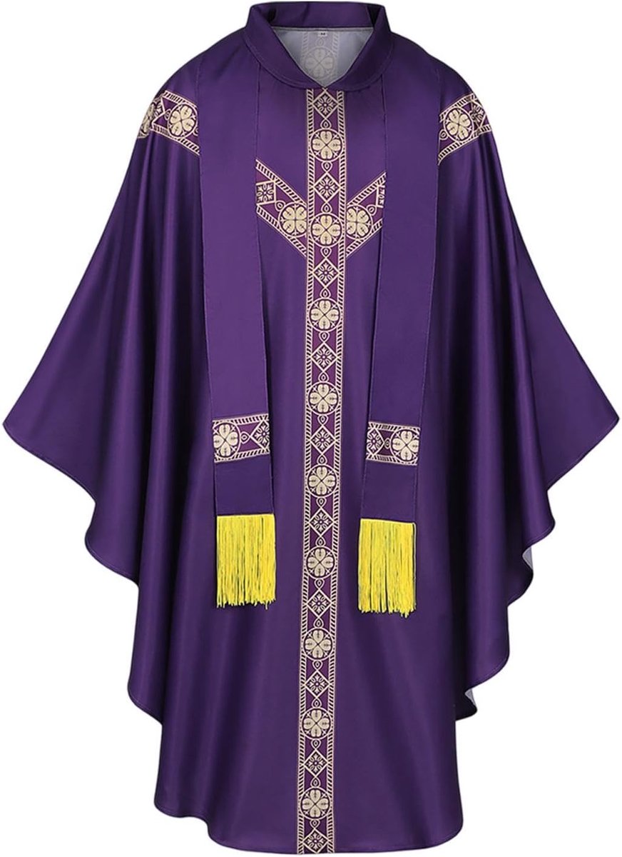 Kostuum voor Mannen Priester Kerkelijk Outfit met Kasuifel | Vader Mis Mantel Cosplay Kostuum voor Gebed Cosplayer Bruiloft Carnaval Feest Fotoshoot