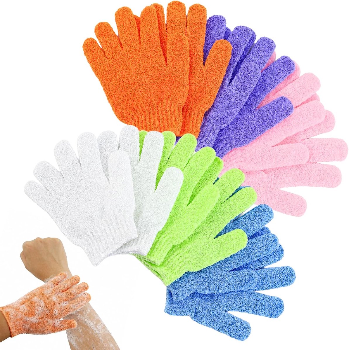 12 stuks peelinghandschoenen in snoepkleur, voor vrouwen, douche, spa, massage