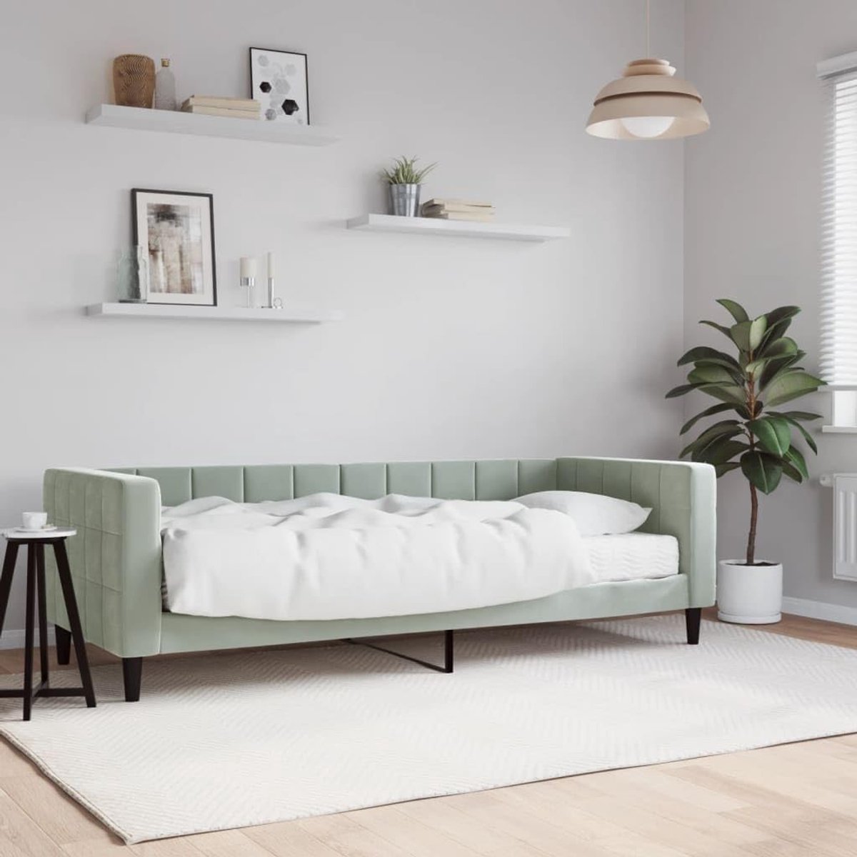 2 in 1 slaapbank Schuimmatras Lichtgrijs 80x200 cm