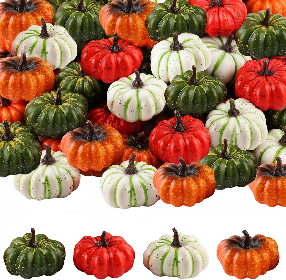 Decoratie van kleine pompoenen, decoratie pompoenen voor de oogst (plat)