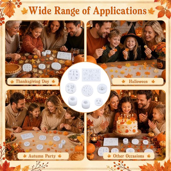 8 siliconen vormen, pompoenkaars, 3D-vorm, herfst, C — afbeelding 5
