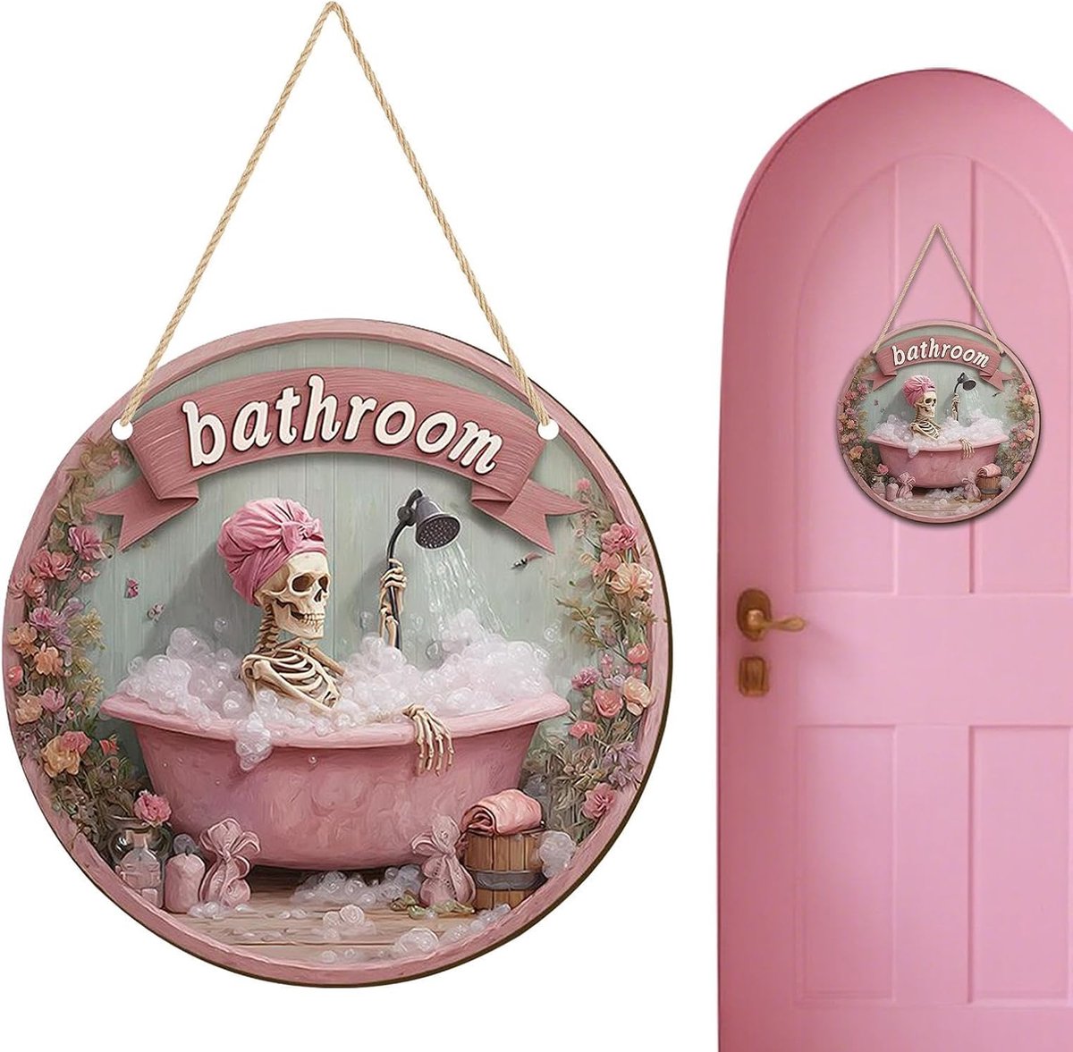 Skelet Bord Ophangbare Spookachtige Ronde Ornament